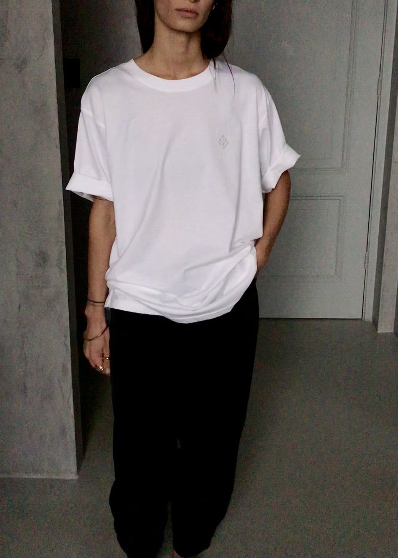 Video T-shirt Oversized White 100% Organic Cotton - Wit