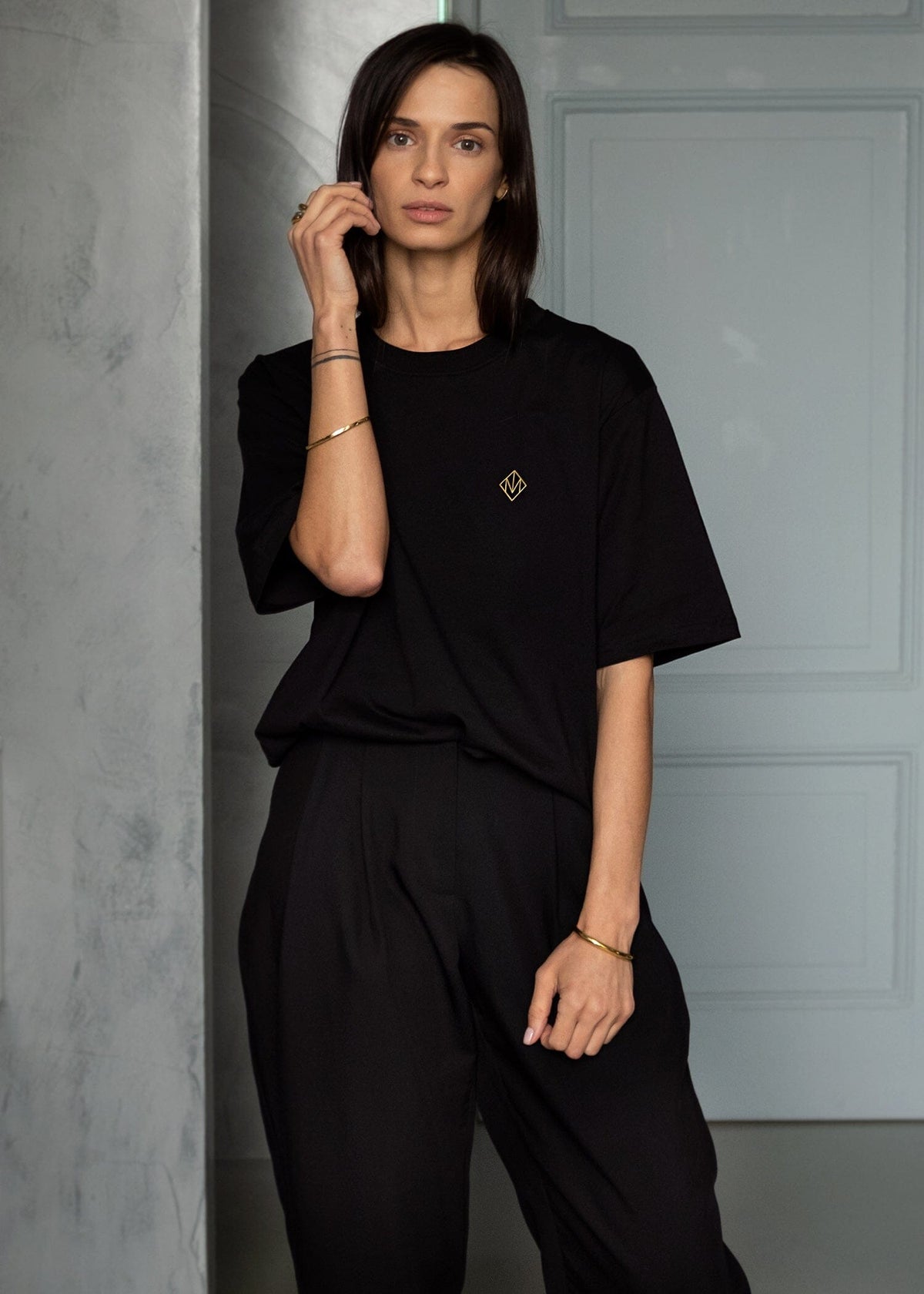 Oversized T-shirt Black Organic Cotton - Unisex - Zwart
