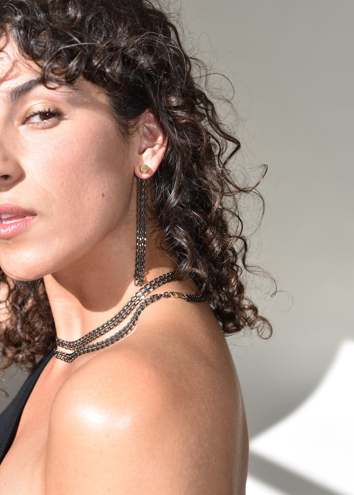 Belleville Black Chain Earring