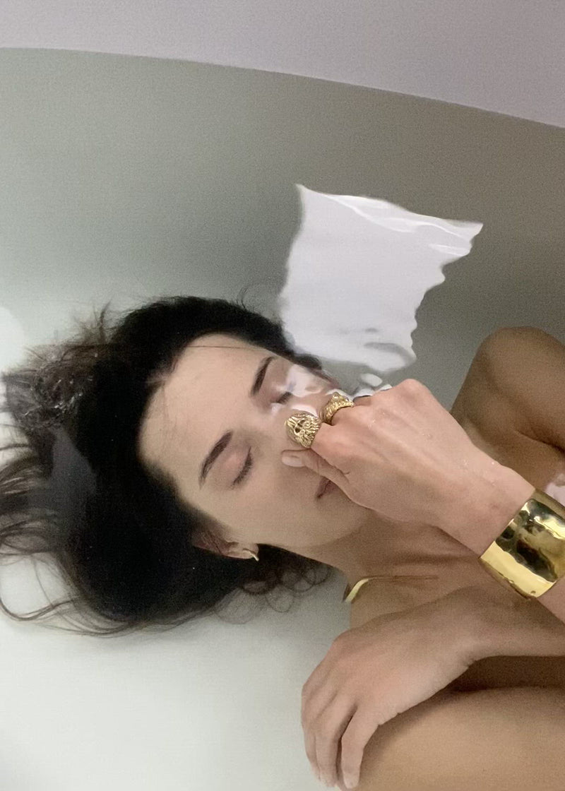 Video Lion Ring Gold - Leeuwen Ring Goud - Brass -in bath